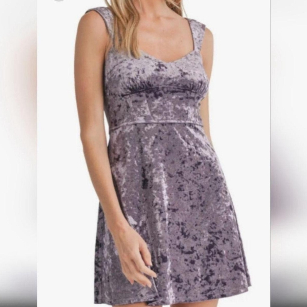 Lush Crushed Velvet Lavender Mini Dress